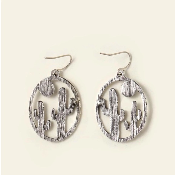 Turquoise and Silver Cactus Earrings - Picture 4 of 4